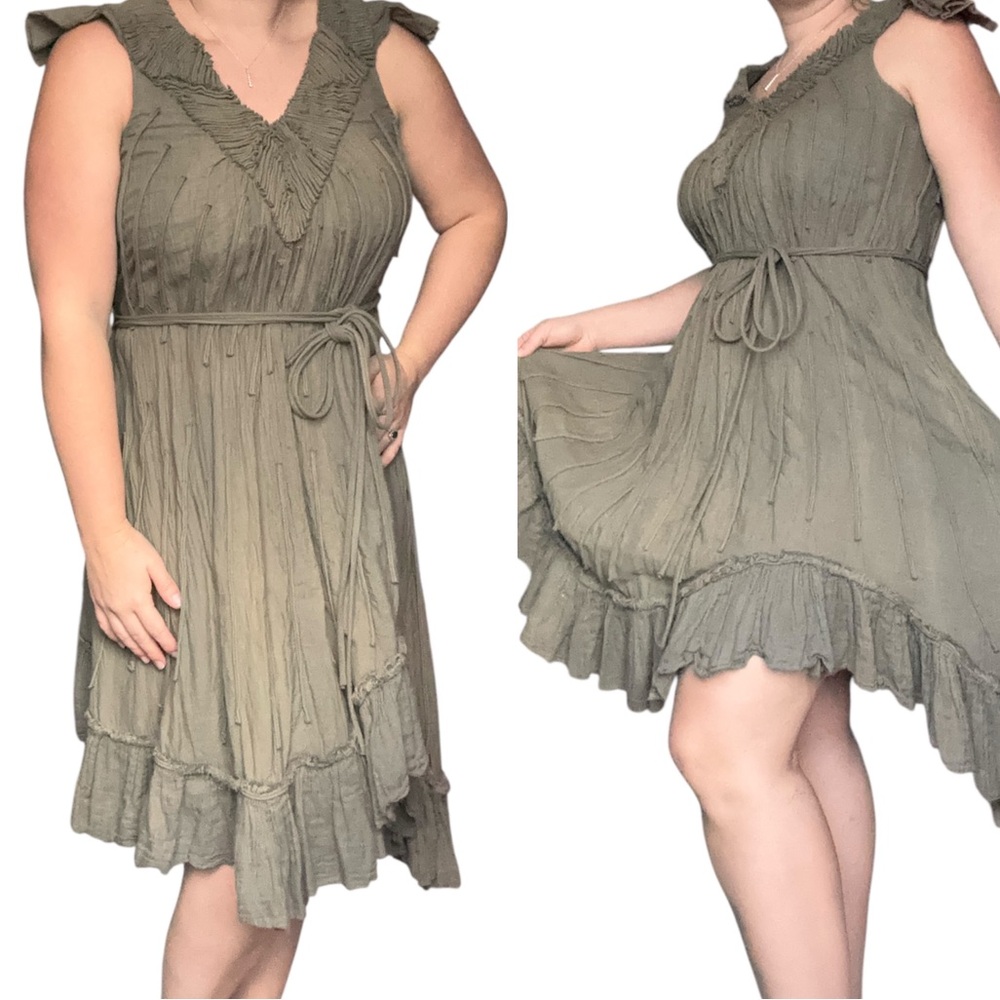 J.P. & Mattie Sundance Taupe Brown Tan Neutral Boho Flowy Cottagecore Dress